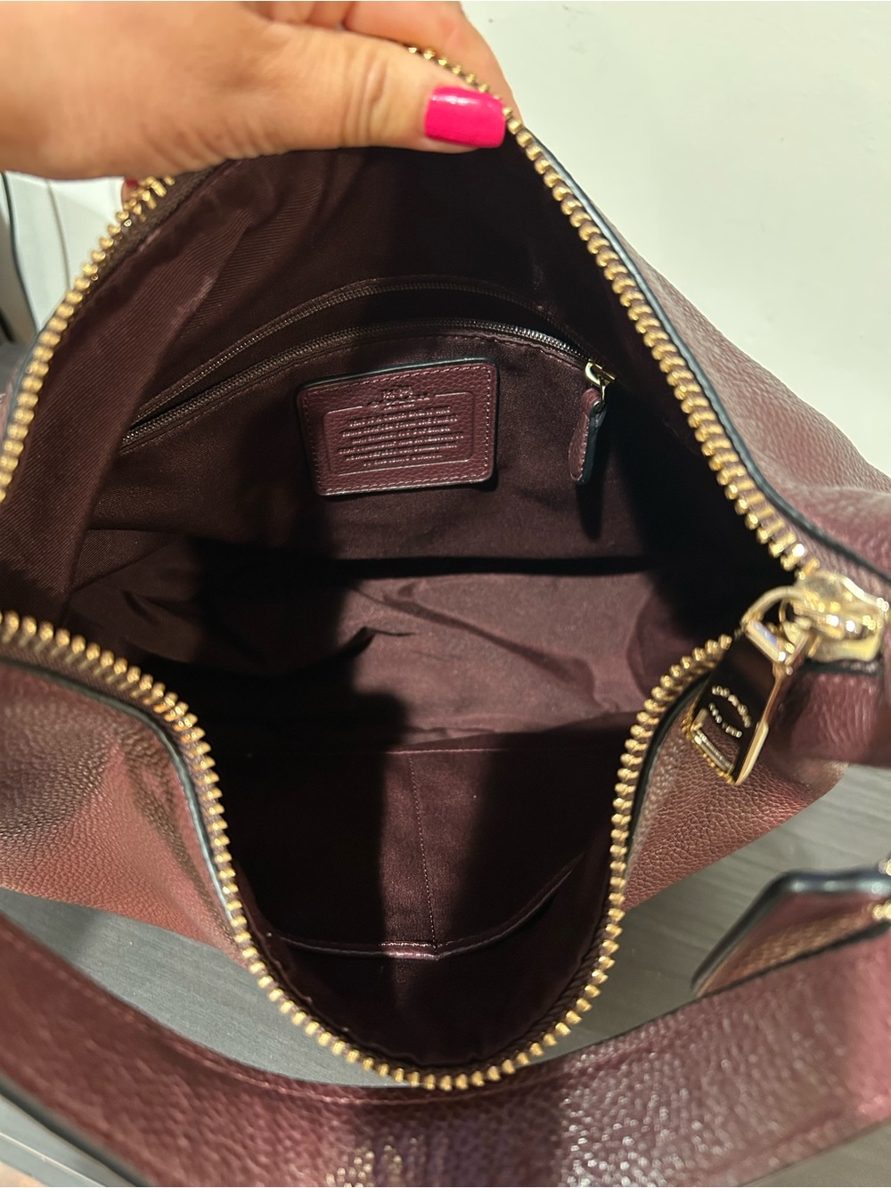 COACH Burgundy Harley Hobo Shoulder Bag Pebble Leather EUC - Picture 6 of 12
